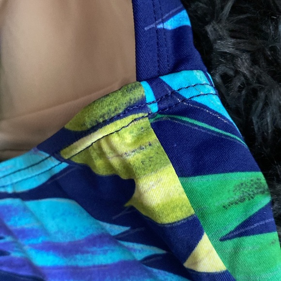 Islander tropical palm leaves print navy swim top - Picture 12 of 17